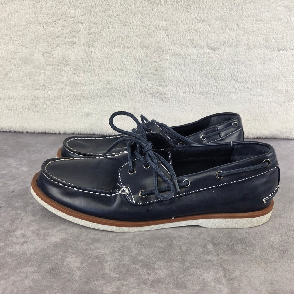 Unlisted Kenneth Cole Santon Boat Shoes Mens 10 Navy Blue Deck Shoes S2001